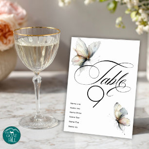 Elegant Abstract Ink Pastel Butterflies  Table Number