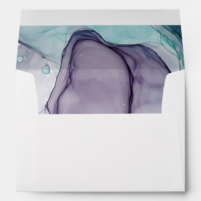 Elegant Abstract Ink Teal and Plum Envelope (Back (Bottom))