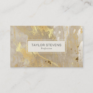 Elegant Abstract Ivory Gold Agate Business Card