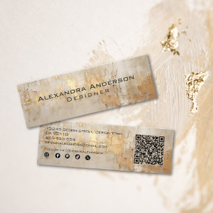Elegant Abstract Ivory Gold Glitter Professional Mini Business Card