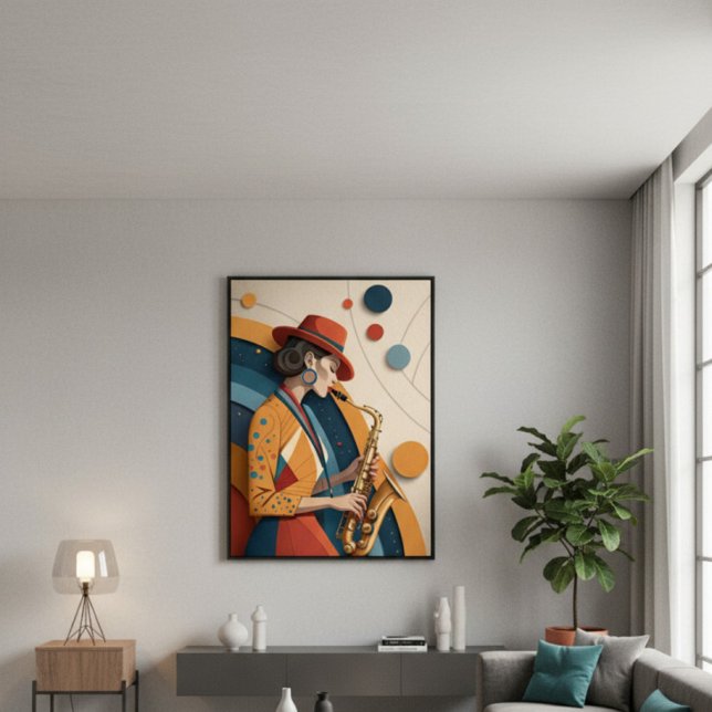 Elegant Abstract Jazz Woman Canvas Print (Elegant Abstract Jazz Woman Canvas Print)