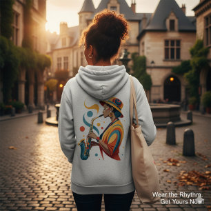 Elegant Abstract Jazz Woman Saxophone Art Hoodie