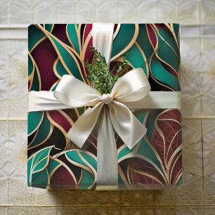 Elegant Abstract Leaves Retirement Gift for Mum Wrapping Paper