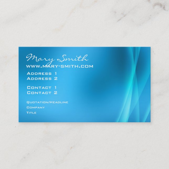 Elegant Abstract Lights Blue Business Card (Front)