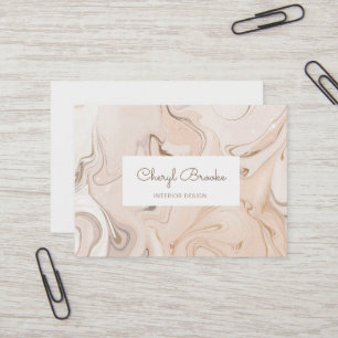 Elegant Abstract Marble Blush Cream Gold Business Card