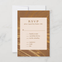 Elegant Abstract Marble Swirl Golden Brown Wedding