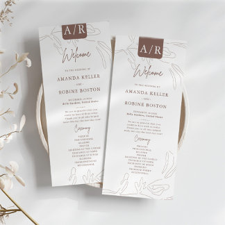 Elegant Abstract Minimalist Wedding Program