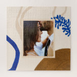 Elegant Abstract Modern Art Personalised Photo Jigsaw Puzzle<br><div class="desc">Frame your beautiful photo with this modern abstract art in blue and beige.</div>