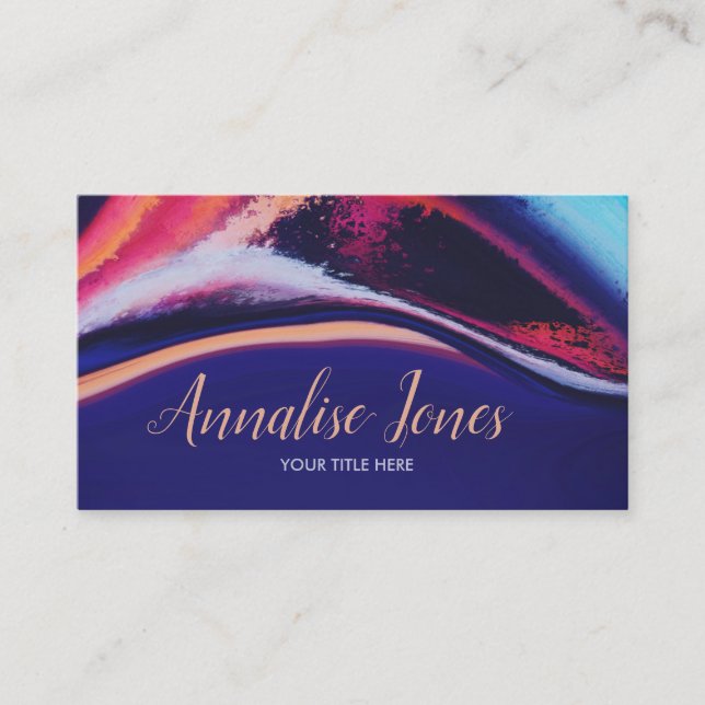 Elegant Abstract Paint Waves Business Card (Front)