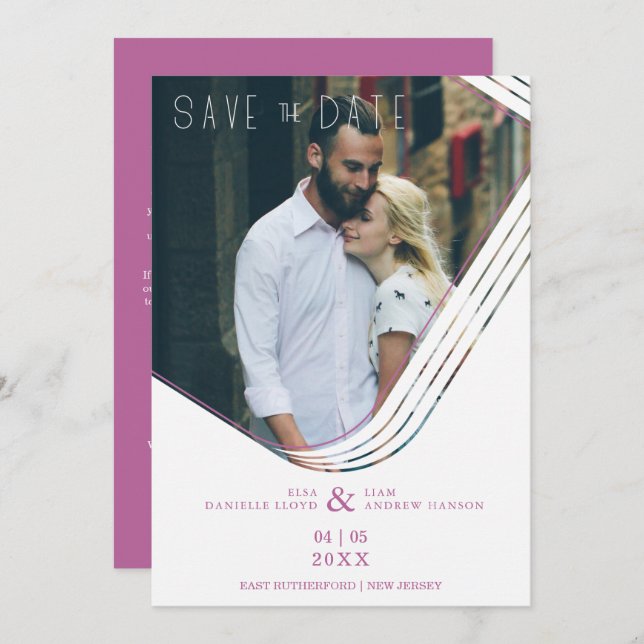 Elegant Abstract Photo Sophisticated Wedding Save The Date (Front/Back)