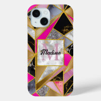 Elegant abstract pink black geometric