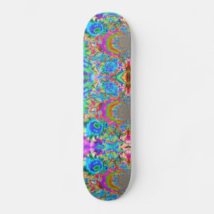 Elegant abstract pink blue flowers garden  skateboard