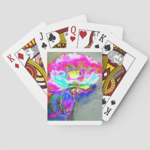 Elegant abstract Pink floral Poppy painting  Playing Cards