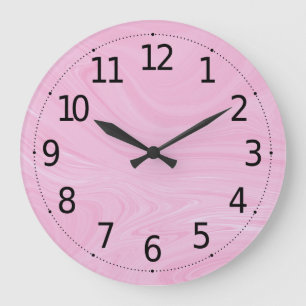 Elegant Abstract Pink Liquid Marble Artwork Larg Large Clock