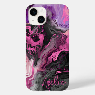 Elegant abstract pink purple black fluid art  Case-Mate iPhone 14 case