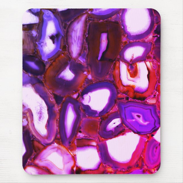 Elegant abstract pink purple geode pattern mouse pad (Front)
