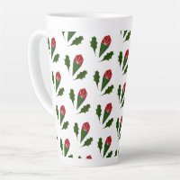 Elegant Abstract Red Roses & Leaves Floral Pattern