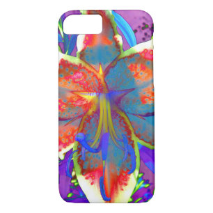 Elegant abstract retro red blue flower iPhone 8/7 case