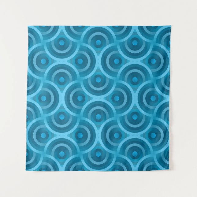 Elegant abstract ripple seamless Vintage blue back Tapestry (Front)