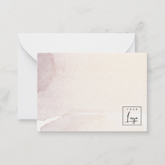 Elegant Abstract Rose Gold Purple Watercolor Logo Card (Front)