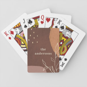 Elegant Abstract Rust Brown Orange Leafy Foliage Playing Cards