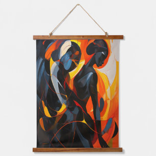 Elegant Abstract Silhouette in Fiery Tones Art Hanging Tapestry