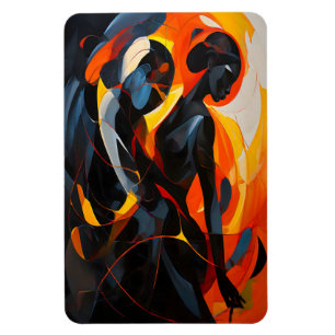 Elegant Abstract Silhouette in Fiery Tones Art Magnet