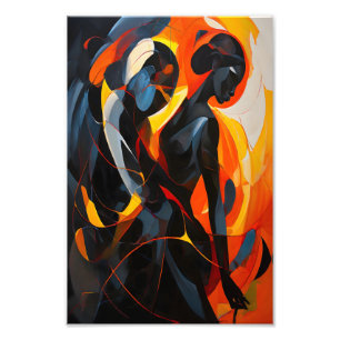 Elegant Abstract Silhouette in Fiery Tones Art Photo Print
