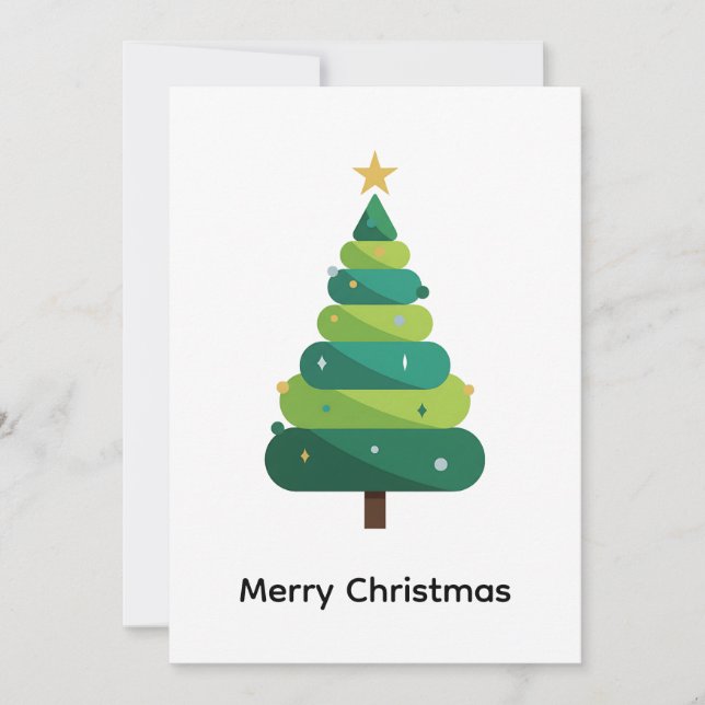 Elegant Abstract Simple Minimalist Christmas Tree  Holiday Card (Front)