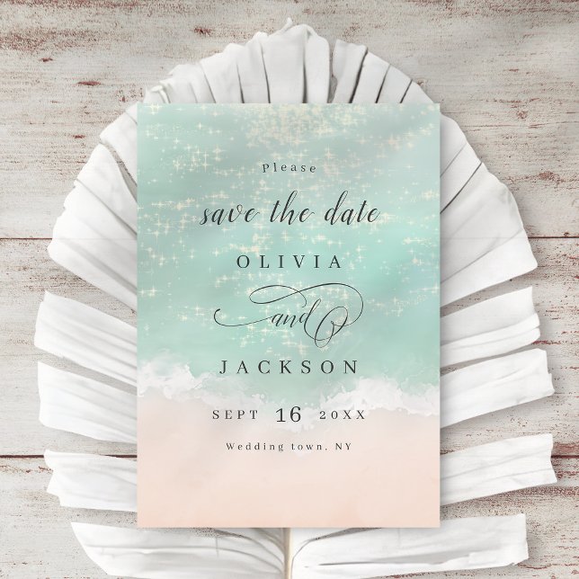 Elegant abstract sparkling ocean beach  save the date (Elegant abstract sparkling ocean beach save the date)