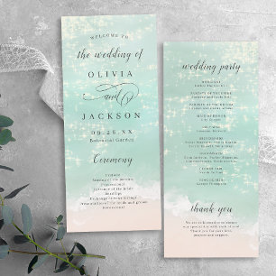 Elegant abstract sparkling ocean beach wedding programme