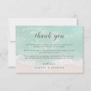 Elegant abstract sparkling ocean beach wedding thank you card