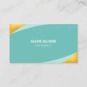 Elegant Abstract Teal and Golden Business Card