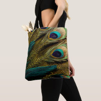 Elegant Abstract Teal Blue Gold Peacock Feathers |