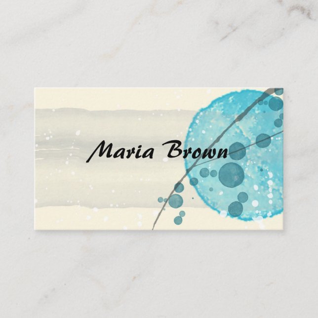 elegant abstract watercolor art design custom business card (Front)
