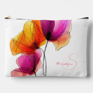 Elegant Abstract Watercolor Floral Custom Accessory Pouch