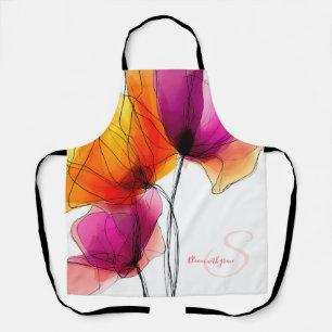 Elegant Abstract Watercolor Floral Custom Apron