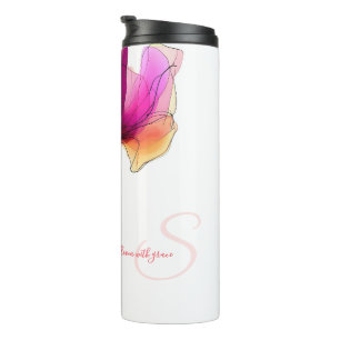 Elegant Abstract Watercolor Floral Custom Thermal Tumbler