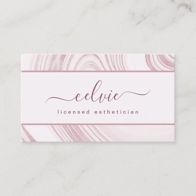 Elegant Abstract Watercolor Marble | Business Card (Front)