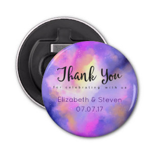 Elegant Abstract Watercolor Wedding Thank You Bottle Opener