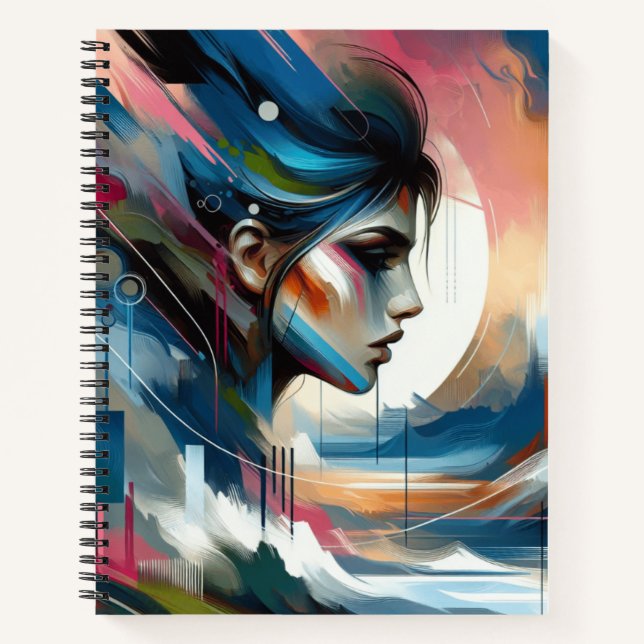 Elegant abstract woman face spiral notebook  (Front)