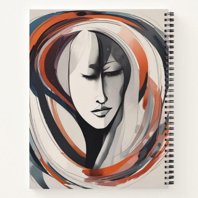 Elegant abstract woman face spiral notebook  (Back)