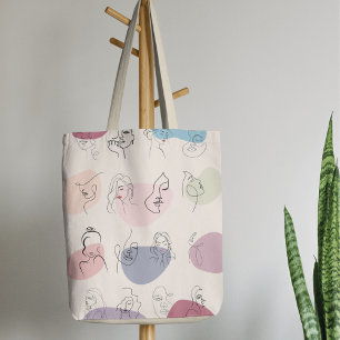 Elegant Abstract Woman Line Art Tote Bag