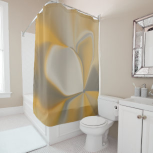 Elegant Abstract Yellow White Petal Corner Floral Shower Curtain
