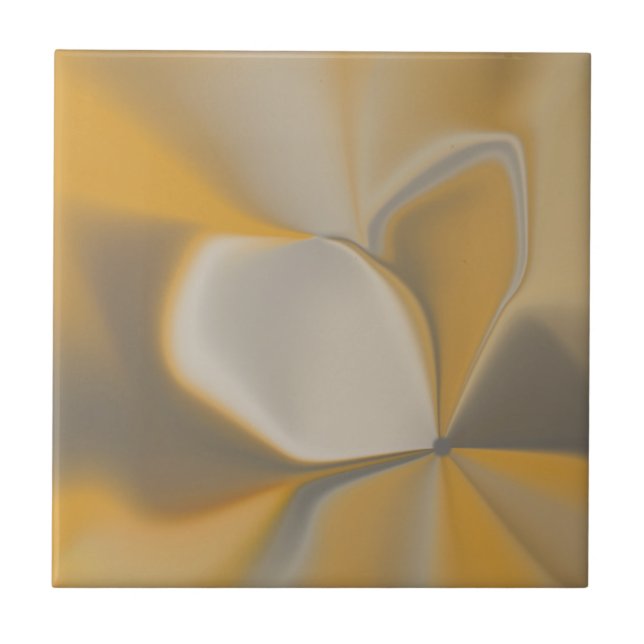 Elegant Abstract Yellow White Petal Corner Floral Tile (Front)