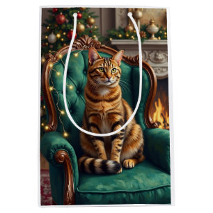 Elegant Abyssinian Cat Regal Holiday Portrait Art Medium Gift Bag