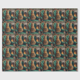 Elegant Abyssinian Cat Regal Holiday Portrait Art Wrapping Paper