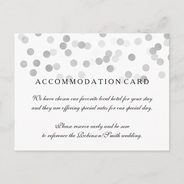 Elegant Accommodation Silver Foil Glitter Lights Postcard (Front)