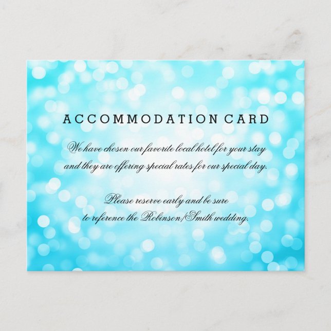 Elegant Accommodation Turquoise Glitter Lights Postcard (Front)