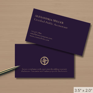 Elegant Accounting Services Gold Compass Logo Business Card